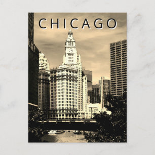 Chicago LT Wind City Waterverf Art Briefkaart