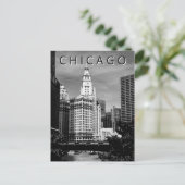 Chicago LT Wind City Waterverf Black White Briefkaart (Staand voorkant)