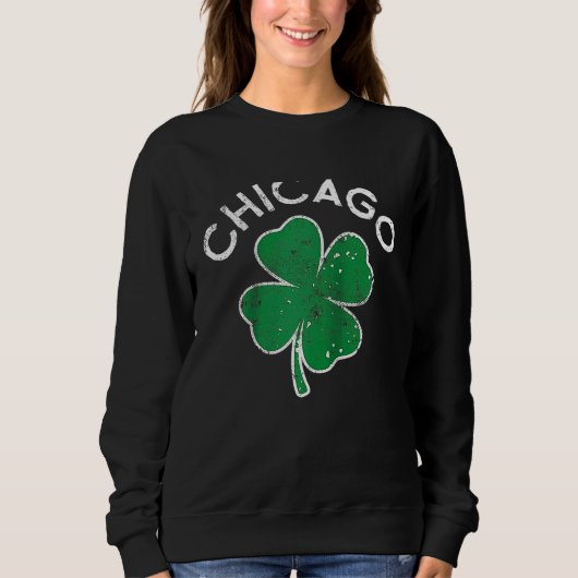 Chicago Lucky C St Patrick's Day Distress Raglan B Trui (Voorkant)