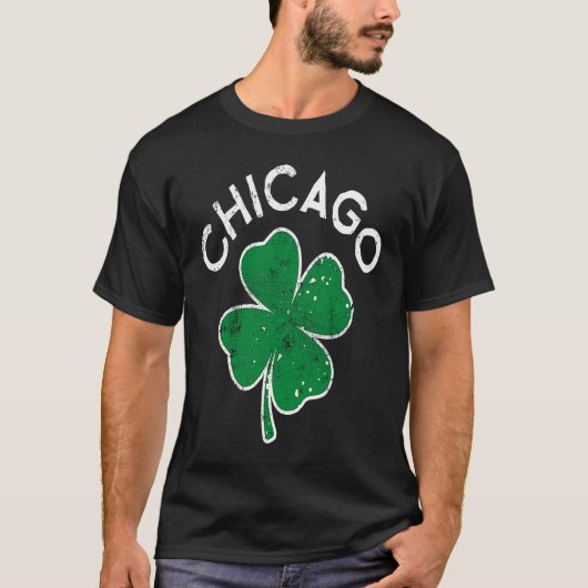 Chicago Lucky C St Patrick's Day Distress T-shirt (Voorkant)