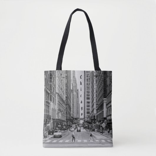 Chicago Madison Street Grayscale-Canvas tas (Voorkant)
