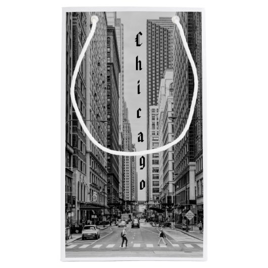Chicago Madison Street Grayscale Gift Bag Klein Cadeauzakje (Achterkant)