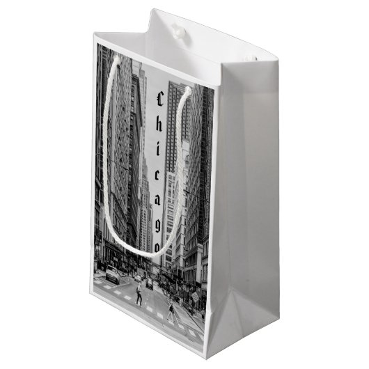 Chicago Madison Street Grayscale Gift Bag Klein Cadeauzakje (Voorkant Gekanteld)