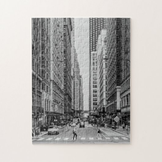 Chicago Madison Street Grayscale Jigzaag Puzzle Legpuzzel (Verticaal)