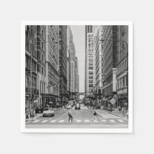Chicago Madison Street Grayscale Paper Napkins Servet