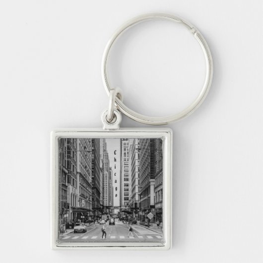 Chicago Madison Street Grayscale Sleutelhanger (Voorkant)