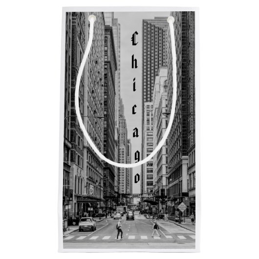 Chicago Madison Street Grayscale Small Gift Bag Klein Cadeauzakje (Voorkant)