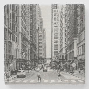 Chicago Madison Street Grayscale Stone Onderzetter