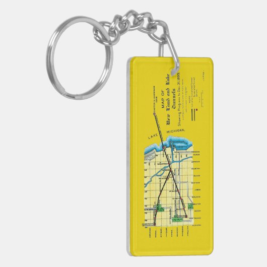 Chicago Map 1899 Water Tunnels Harrison Wieg Sleutelhanger (Voorkant Links)