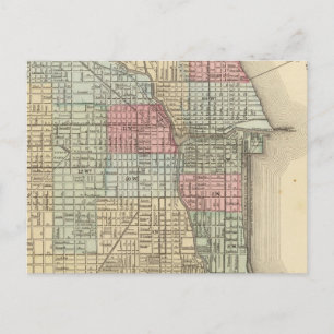 Chicago Map door Mitchell Briefkaart