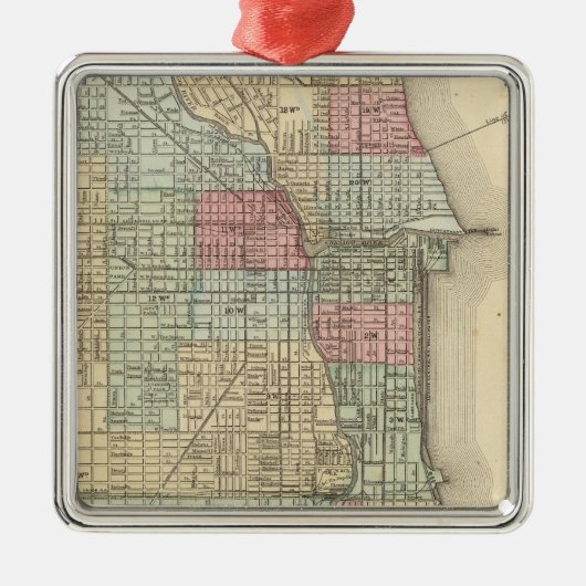 Chicago Map door Mitchell Metalen Ornament (Voorkant)