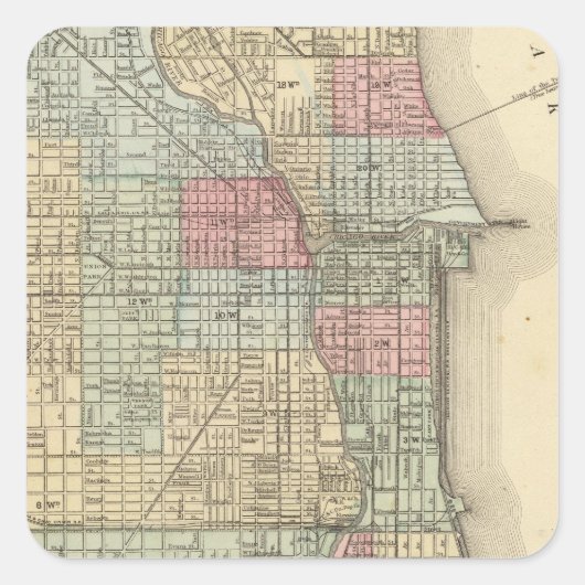 Chicago Map door Mitchell Vierkante Sticker (Voorkant)