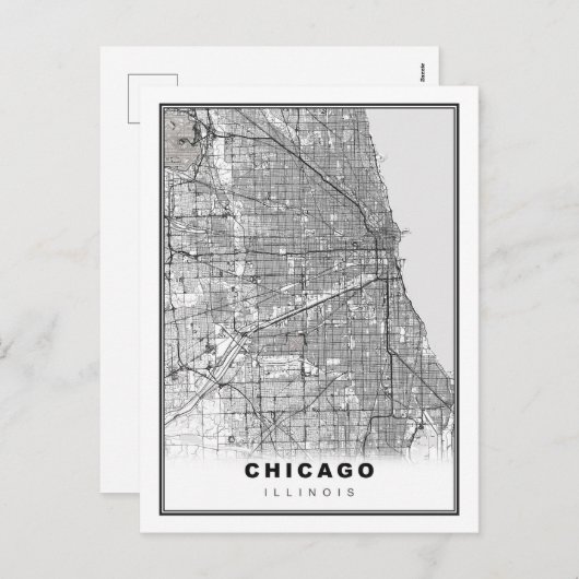Chicago Map Feestdagenkaart (Voorkant / Achterkant)
