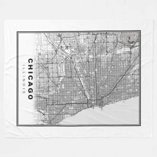 Chicago Map Fleece Deken (Voorkant (Horizontaal))