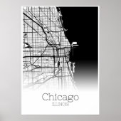 Chicago Map - Illinois IL - City Map Poster (Voorkant)
