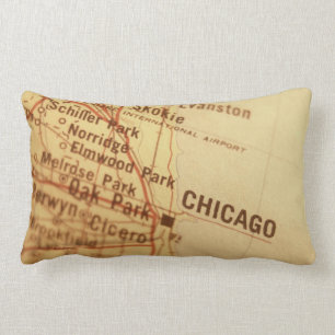 Chicago Map Lumbar Pillow Kussen
