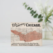 Chicago Map vanaf 1871 na brandherstel Briefkaart (Staand voorkant)