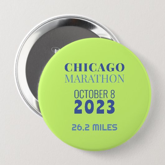 Chicago Marathon 2023 Green Custom Text Button (Voorkant /achterkant)