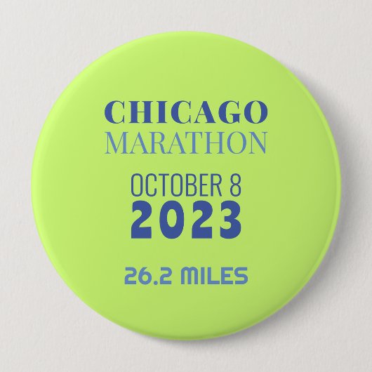 Chicago Marathon 2023 Green Custom Text Button (Voorkant)