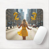 Chicago Meisje met feestballonnen Muismat (Met muis)