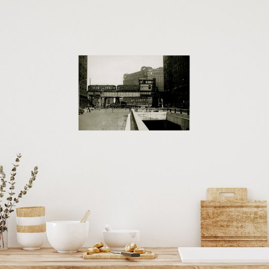 CHICAGO MERCHANDISE MART TROLLEY TRAIN WATERVERF POSTER (Keuken)