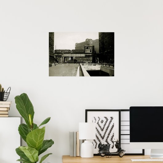 CHICAGO MERCHANDISE MART TROLLEY TRAIN WATERVERF POSTER (Thuiskantoor)