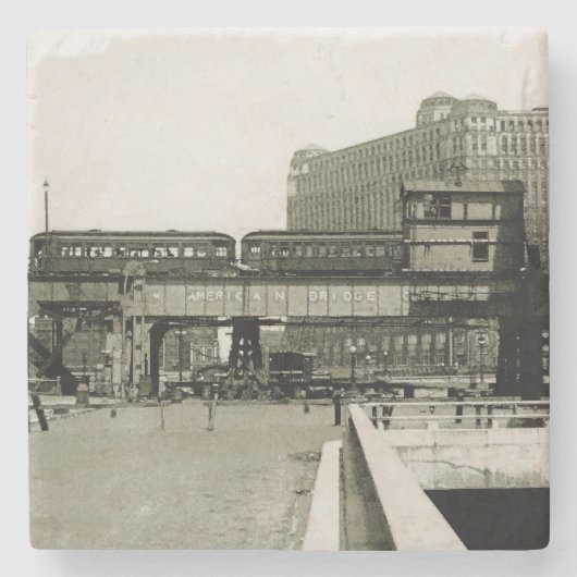 CHICAGO MERCHANDISE MART TROLLEY TRAIN WATERVERF STENEN ONDERZETTER (Voorkant)