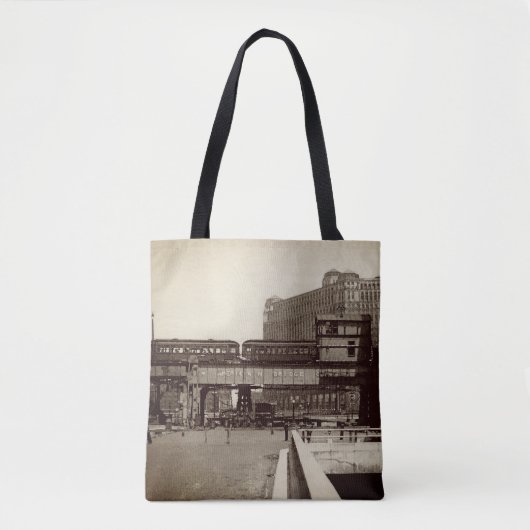 CHICAGO MERCHANDISE MART TROLLEY TRAIN WATERVERF TOTE BAG (Voorkant)