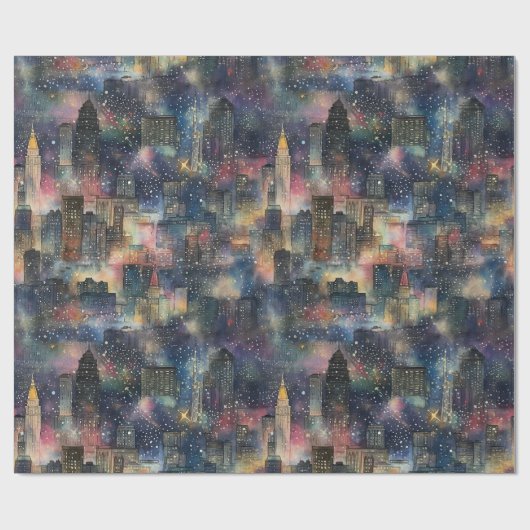 Chicago met kerst & nieuwjaar Waterverven Cadeaupapier (Vlak)