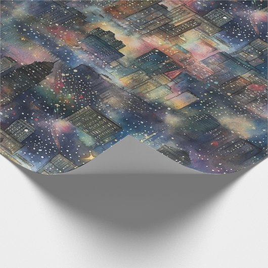 Chicago met kerst & nieuwjaar Waterverven Cadeaupapier (Hoek)