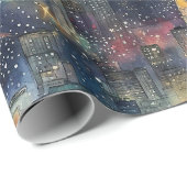 Chicago met kerst & nieuwjaar Waterverven Cadeaupapier (Rol Hoek)