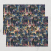 Chicago met kerst & nieuwjaar Waterverven Feestdagenkaart (Voorkant / Achterkant)