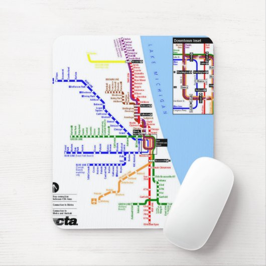 Chicago-metro Mousepad Muismat (Met muis)