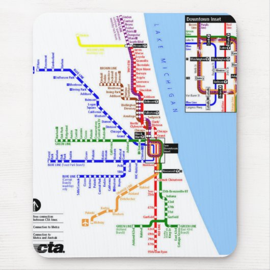 Chicago-metro Mousepad Muismat (Voorkant)