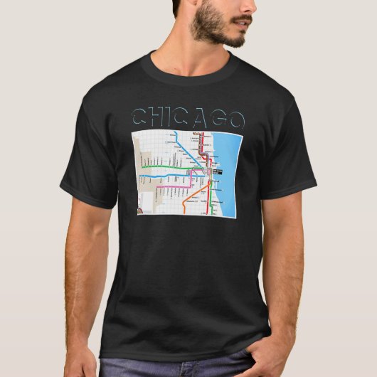 Chicago Metro Transit Map Chi Town Windy City Sout T-shirt (Voorkant)