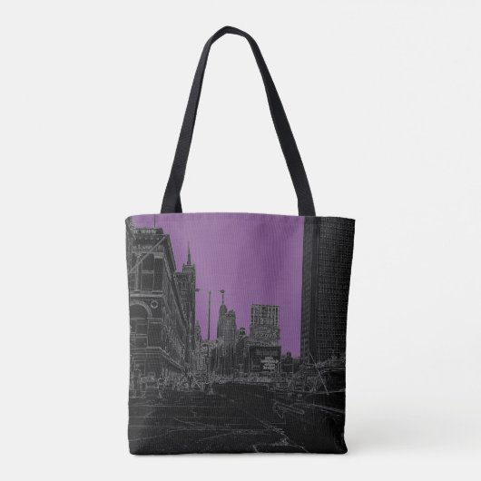 Chicago Michigan Avenue 1960's Ggloed Edges Black Tote Bag (Achterkant)
