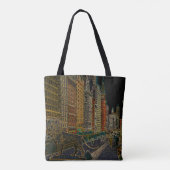 Chicago Michigan Avenue Art Institute Lions Neon Tote Bag (Achterkant)