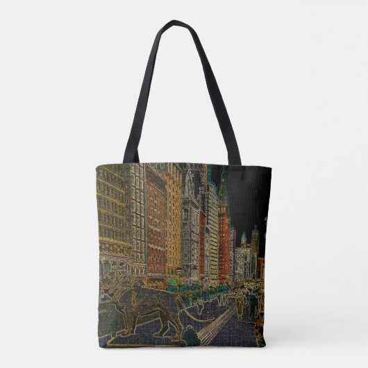 Chicago Michigan Avenue Art Institute Lions Neon Tote Bag (Achterkant)