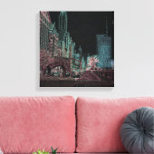 CHICAGO MICHIGAN AVENUE @ ART MUSEUM 1967 NEON CANVAS AFDRUK (Insitu (Woonkamer))