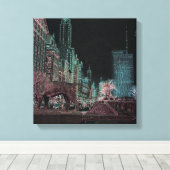 CHICAGO MICHIGAN AVENUE @ ART MUSEUM 1967 NEON CANVAS AFDRUK (Insitu (Houten vloer))