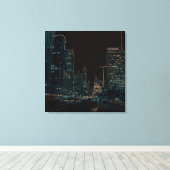 Chicago Michigan Avenue @ Night 1967 Neon Colorful Canvas Afdruk (Insitu (Houten vloer))