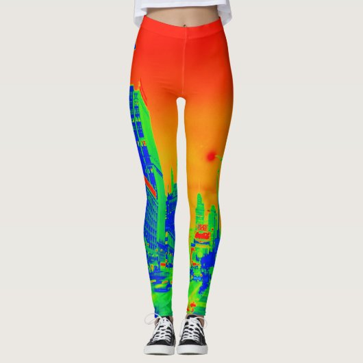 Chicago Michigan Avenue @ Night 1967 Neon Colorful Leggings (Voorkant)