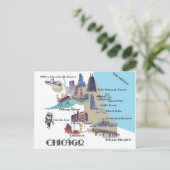 Chicago Michigan-kaart met attracties Briefkaart (Staand voorkant)
