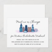 Chicago Minimalist Bachelorette uitnodiging (Voorkant / Achterkant)