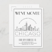 Chicago Modern Deco | Nieuw Adres Aankondigingskaart (Voorkant / Achterkant)