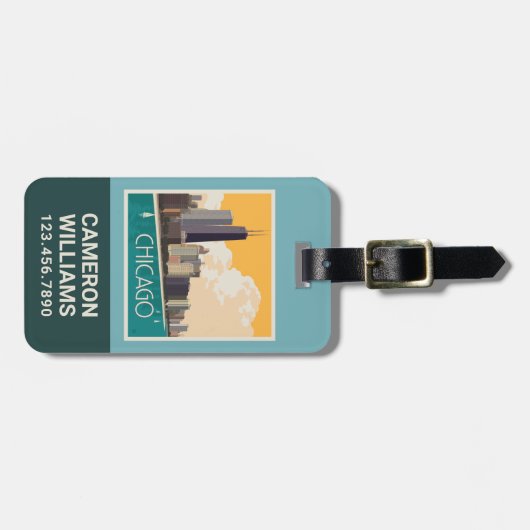 Chicago | Moderne skyline Bagagelabel (Voorkant horizontaal)