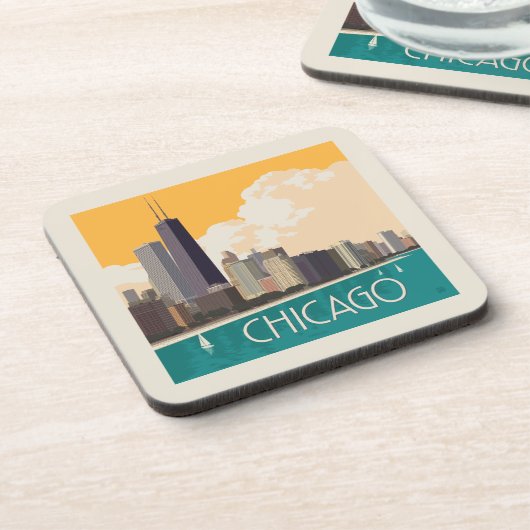 Chicago | Moderne skyline Bier Onderzetter (Linkerzijde)