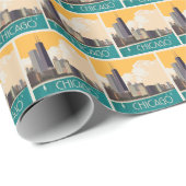 Chicago | Moderne skyline Cadeaupapier (Rol Hoek)