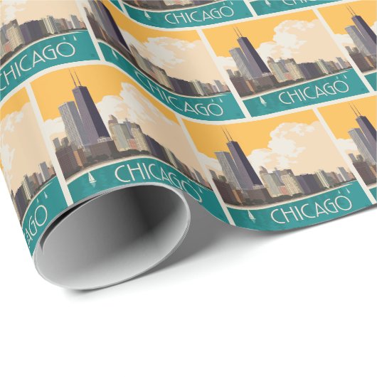 Chicago | Moderne skyline Cadeaupapier (Rol Hoek)