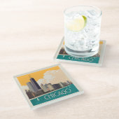 Chicago | Moderne skyline Glazen Onderzetter (Schuin)